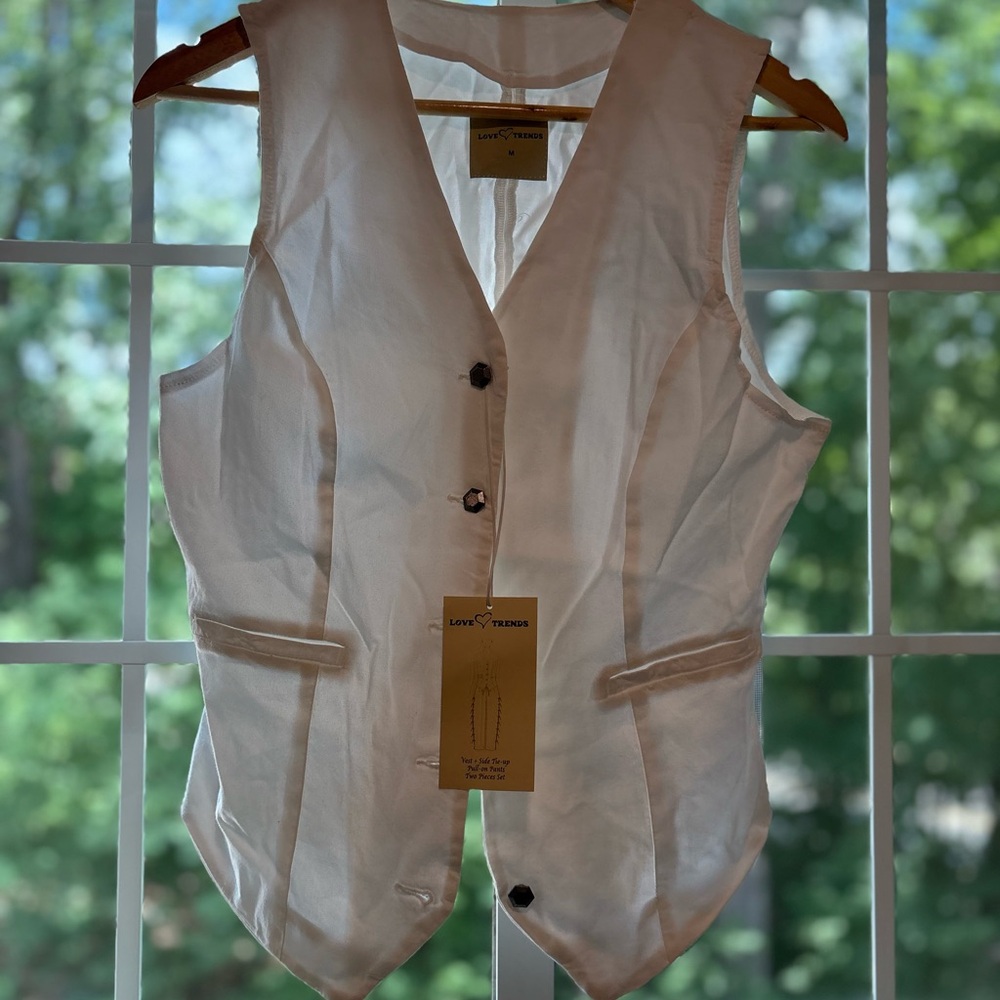 Love & Threads Cream Button-Front Vest